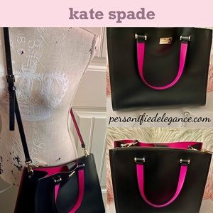 Kate Spade Arbour Hill Kyra Black Pink Leather Handbag